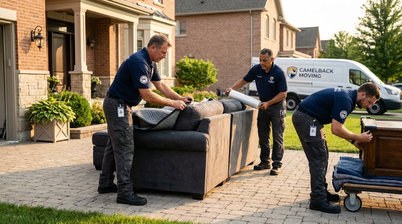 Large estate moving crew wrapping furniture in Sayreville, NJ