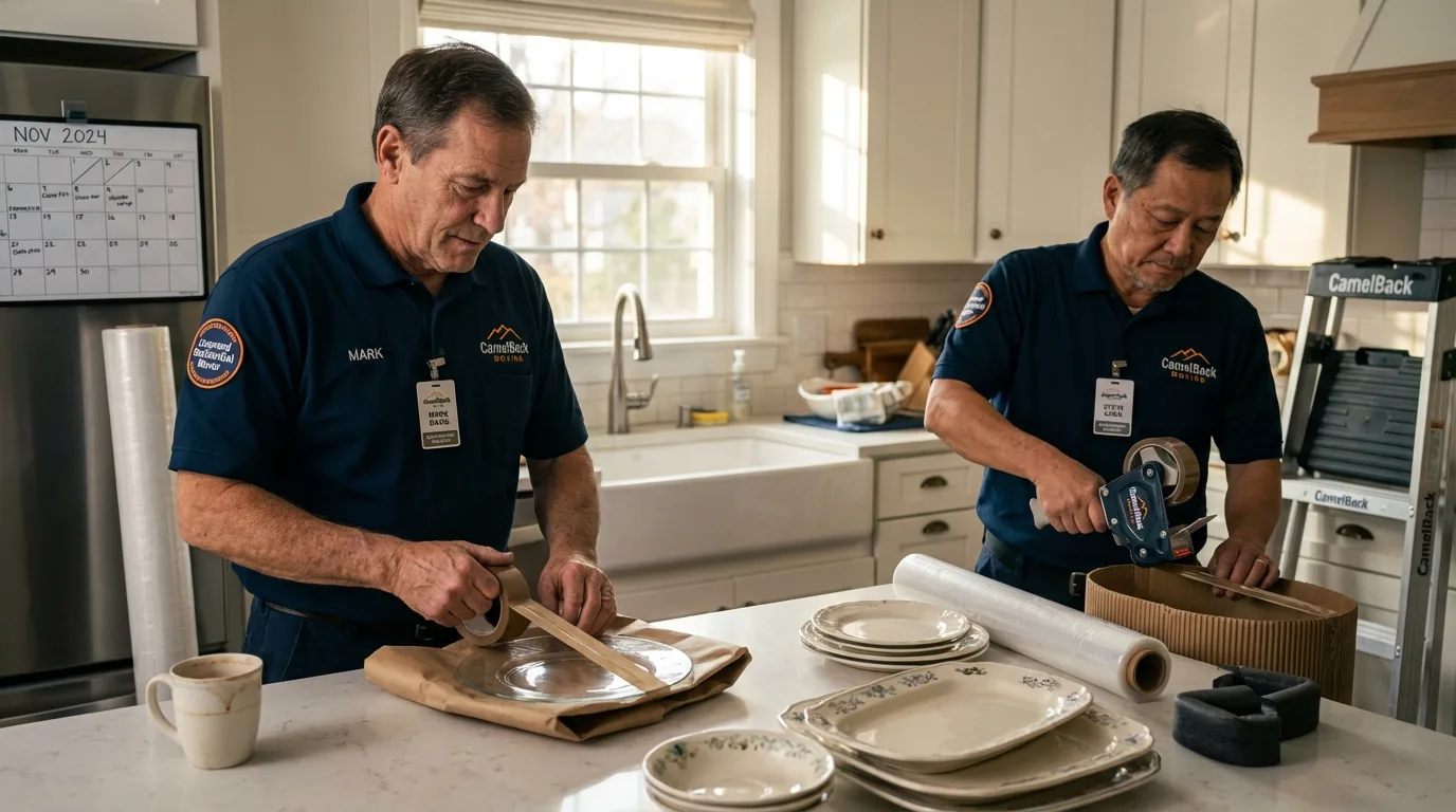 Professional crew packing kitchen dishware in Sayreville, NJ